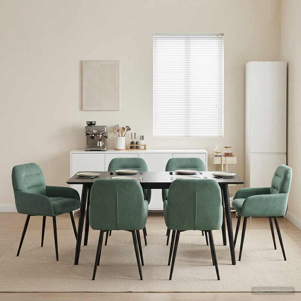 vidaXL Καρέκλες φαγητού 6 pcs Βελούδο Θαλασσί 59 x 59,5 x 90 εκ