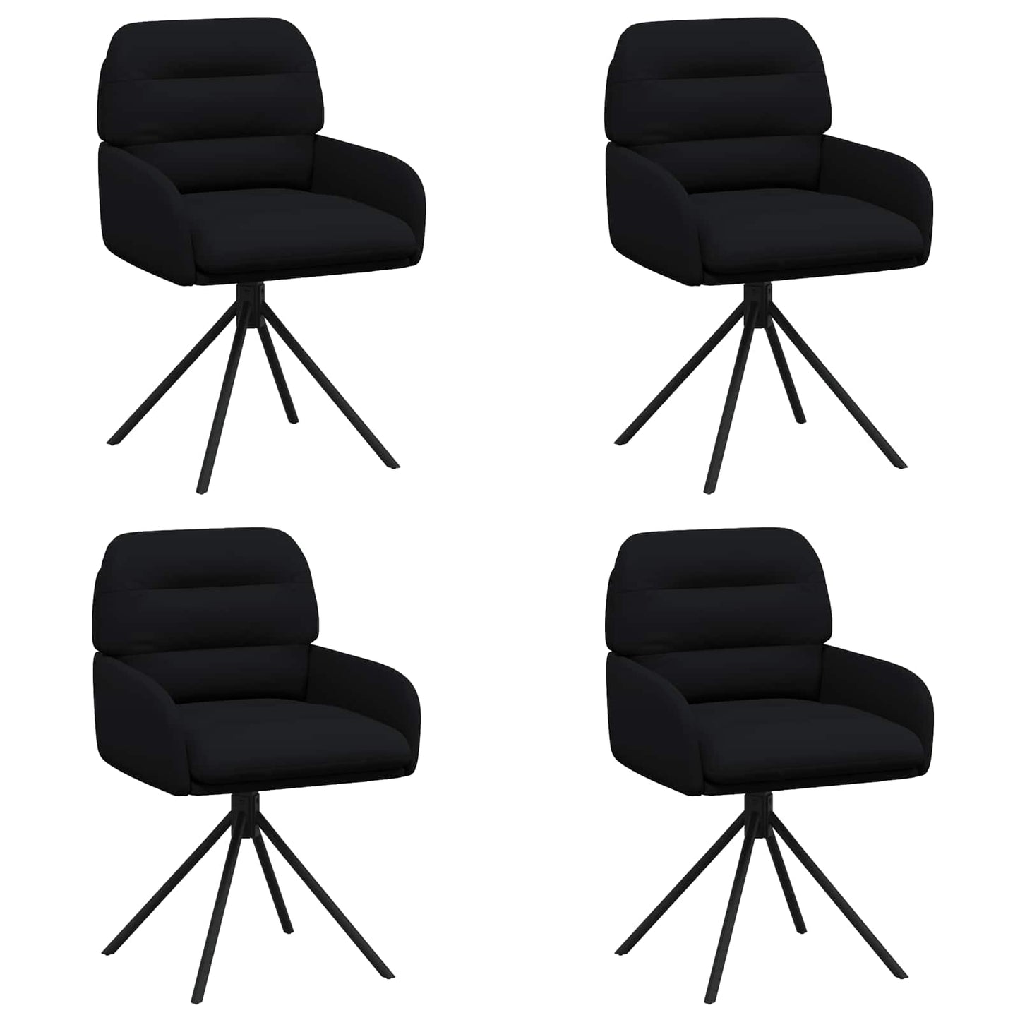 vidaXL Γυριστές καρέκλες φαγητού 4 pcs Τεχνητό Δέρμα Μαύρο