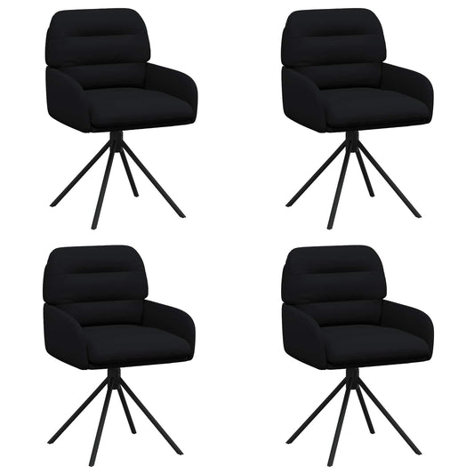vidaXL Γυριστές καρέκλες φαγητού 4 pcs Τεχνητό Δέρμα Μαύρο