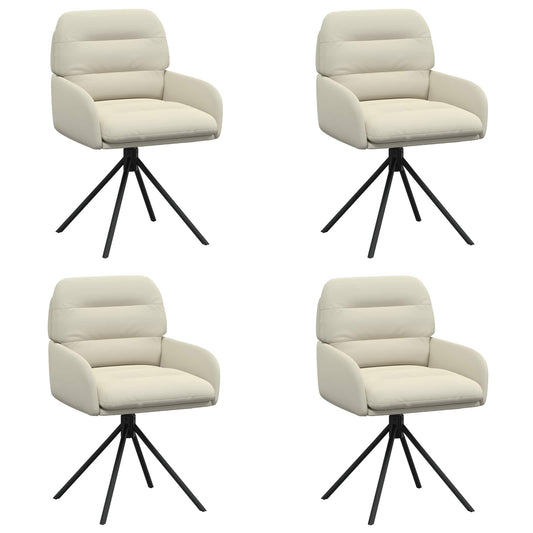vidaXL Γυριστές καρέκλες φαγητού 4 pcs Τεχνητό Δέρμα Κρεμ