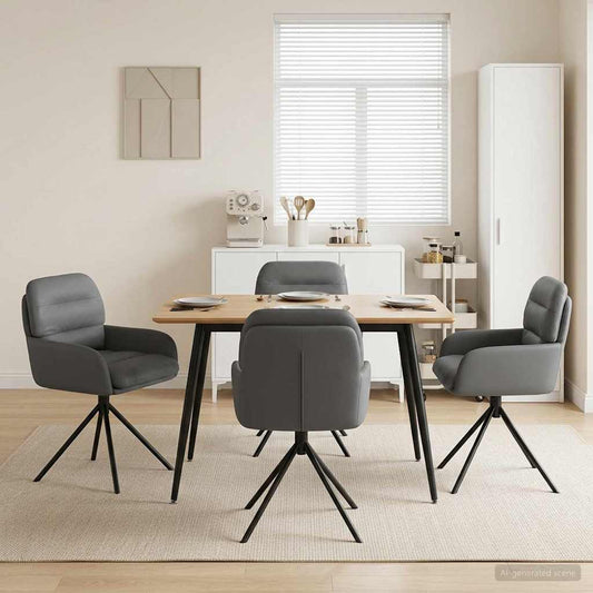 vidaXL Γυριστές καρέκλες φαγητού 4 pcs Τεχνητό Δέρμα Γκρι