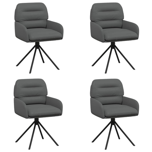 vidaXL Γυριστές καρέκλες φαγητού 4 pcs Τεχνητό Δέρμα Γκρι