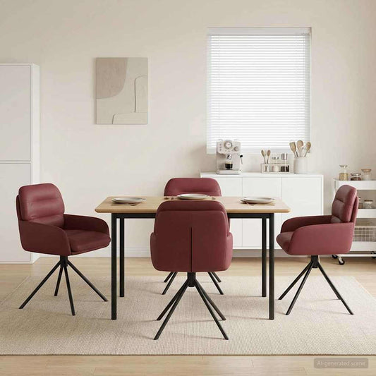 vidaXL Γυριστές καρέκλες φαγητού 4 pcs Τεχνητό Δέρμα Κόκκινο