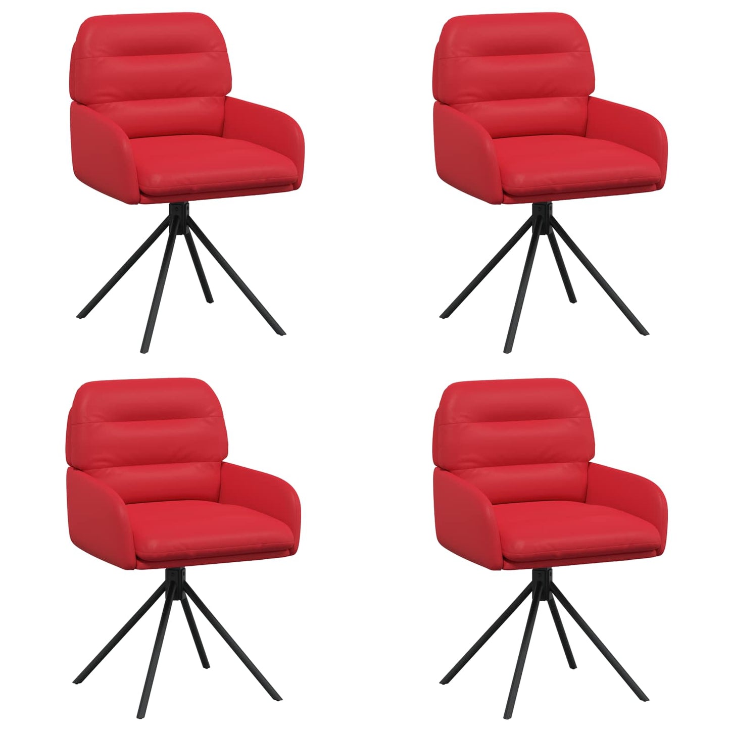 vidaXL Γυριστές καρέκλες φαγητού 4 pcs Τεχνητό Δέρμα Κόκκινο