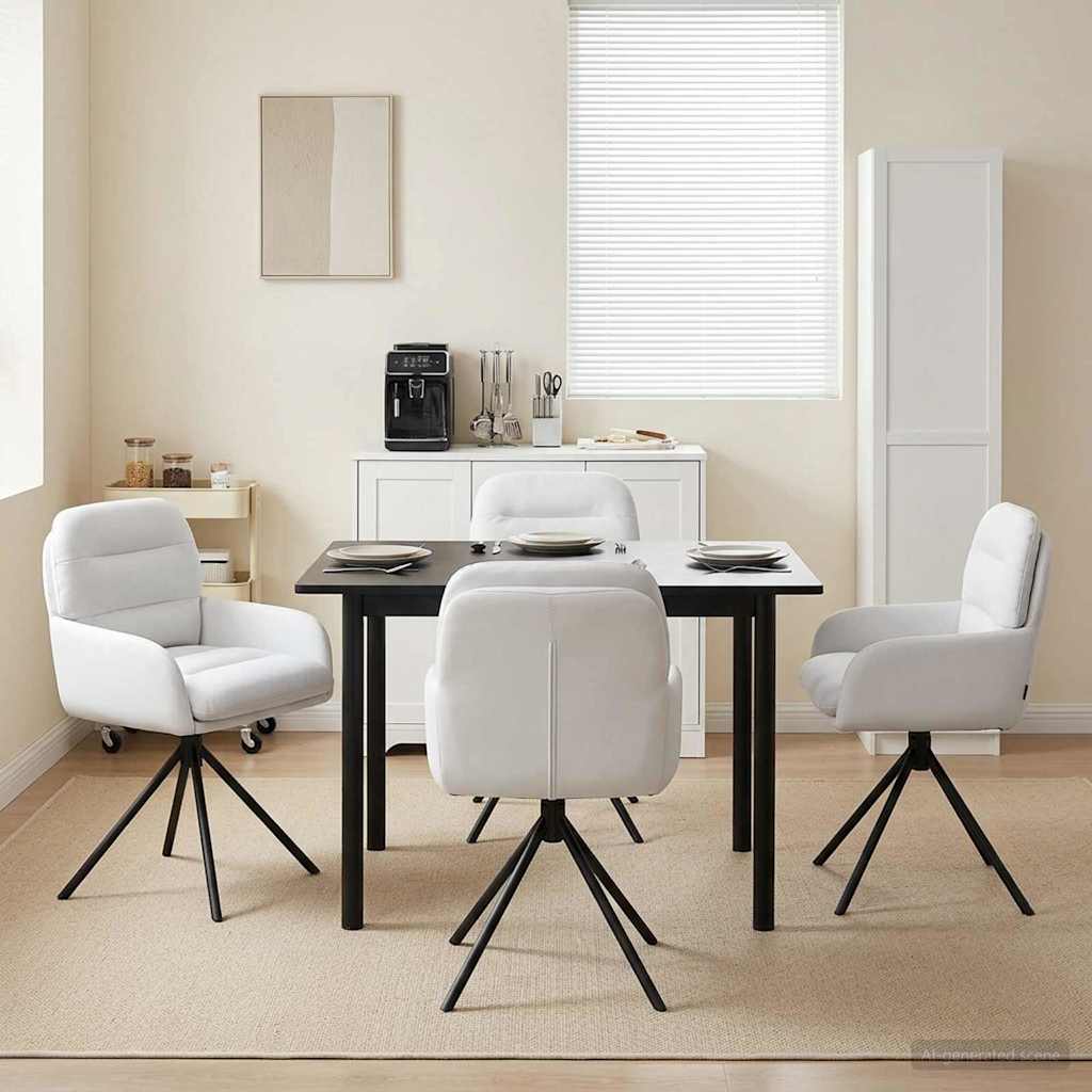 vidaXL Γυριστές καρέκλες φαγητού 4 pcs Τεχνητό Δέρμα Λευκό