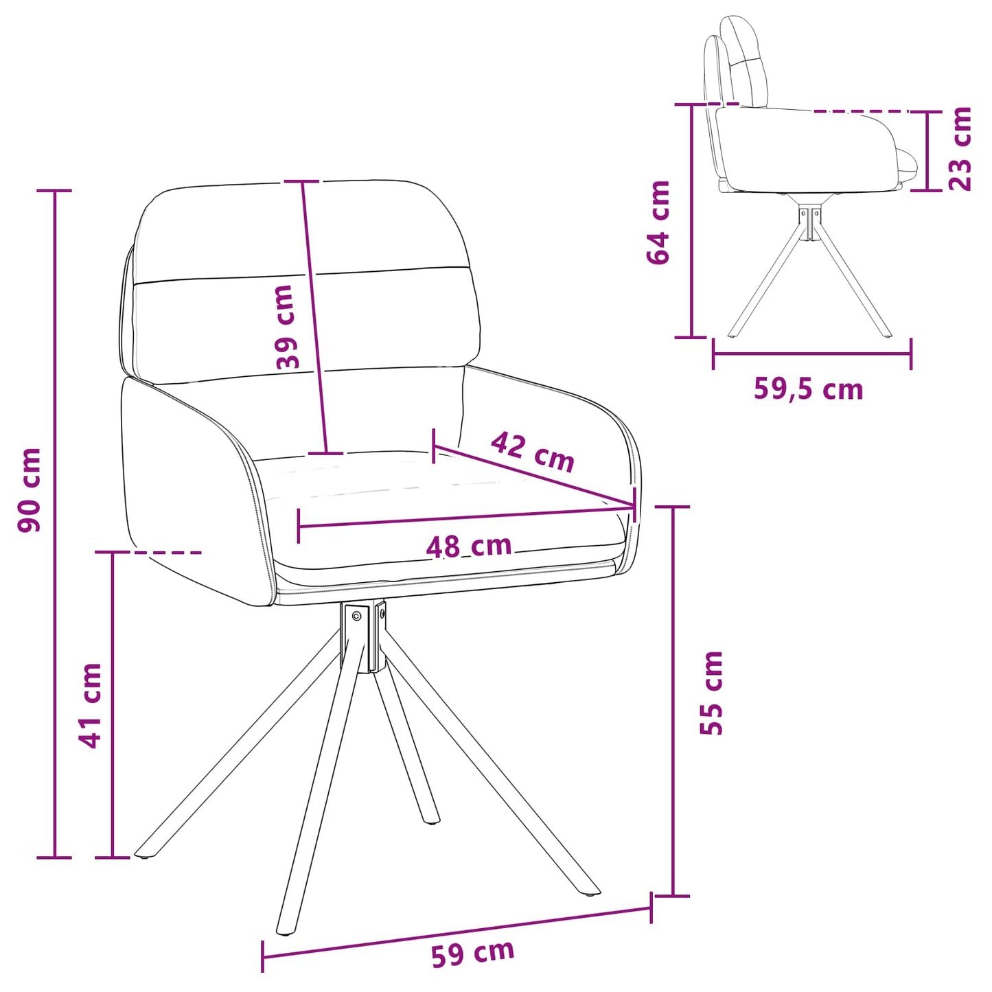 vidaXL Γυριστές καρέκλες φαγητού 4 pcs Τεχνητό Δέρμα Λευκό