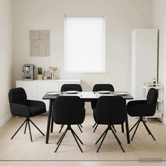 vidaXL Γυριστές καρέκλες φαγητού 6 pcs Τεχνητό Δέρμα Μαύρο