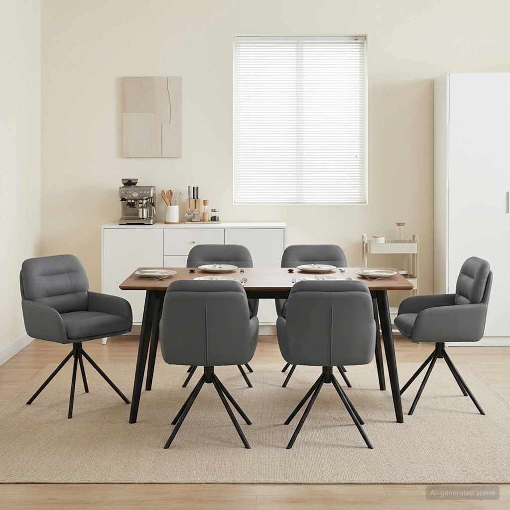 vidaXL Γυριστές καρέκλες φαγητού 6 pcs Τεχνητό Δέρμα Γκρι