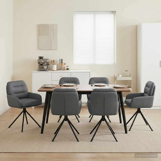 vidaXL Γυριστές καρέκλες φαγητού 6 pcs Τεχνητό Δέρμα Γκρι