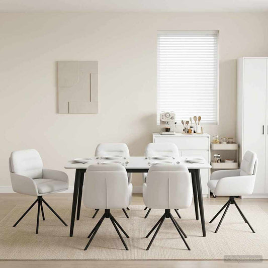 vidaXL Γυριστές καρέκλες φαγητού 6 pcs Τεχνητό Δέρμα Λευκό