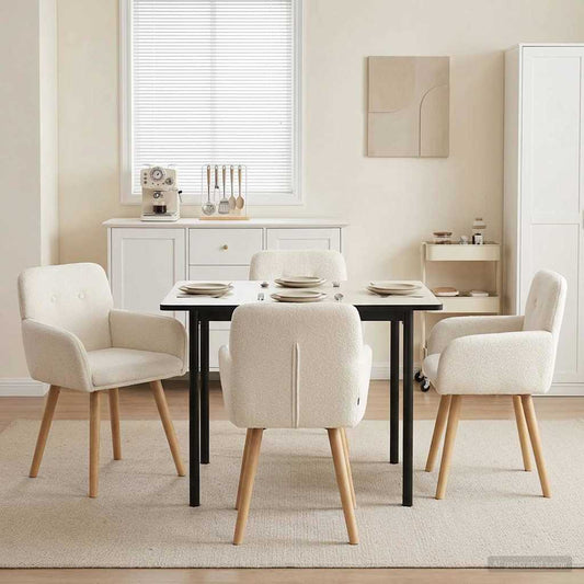 vidaXL Καρέκλες φαγητού 4 pcs Μπουκλέ Κρεμ 59 x 57 x 85 εκ.
