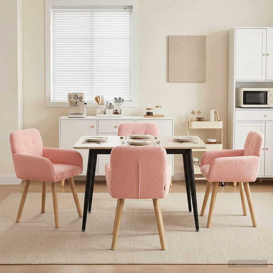 vidaXL Καρέκλες φαγητού 4 pcs Μπουκλέ Ροζ 59 x 57 x 85 εκ.