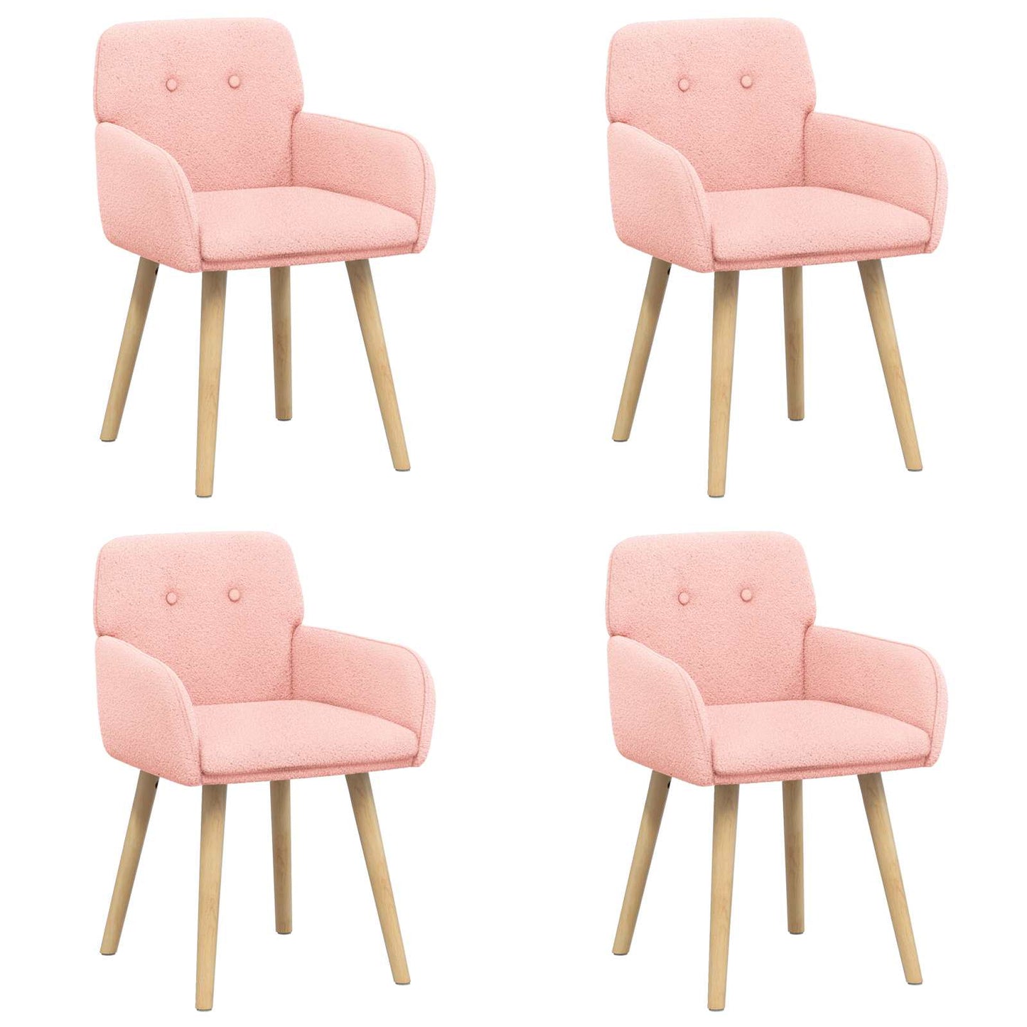 vidaXL Καρέκλες φαγητού 4 pcs Μπουκλέ Ροζ 59 x 57 x 85 εκ.