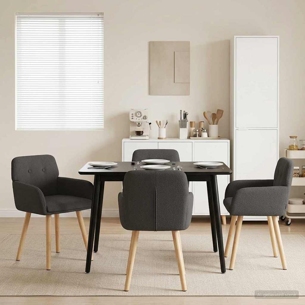 vidaXL Καρέκλες φαγητού 4 pcs Μπουκλέ Σκούρο Γκρι 59 x 57 x 85 εκ.