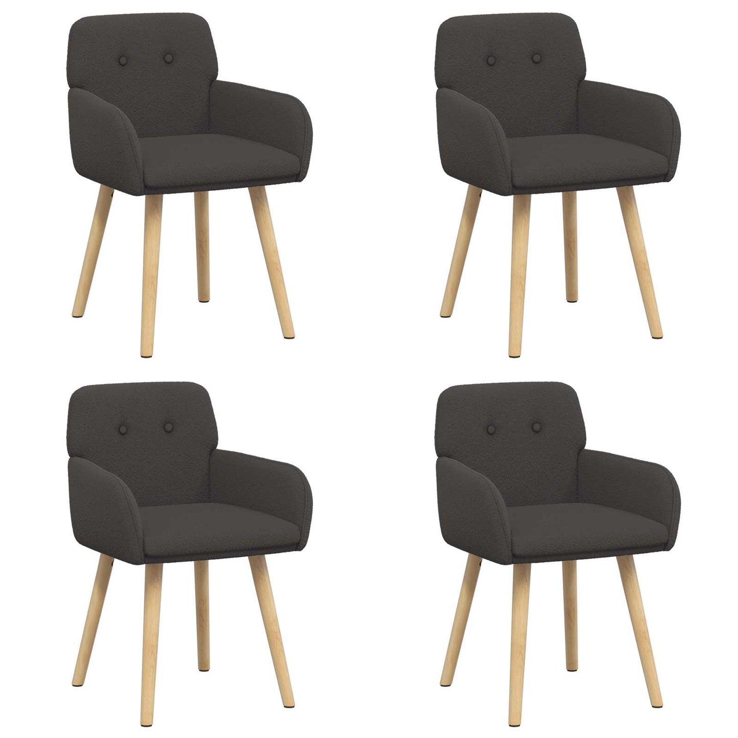 vidaXL Καρέκλες φαγητού 4 pcs Μπουκλέ Σκούρο Γκρι 59 x 57 x 85 εκ.
