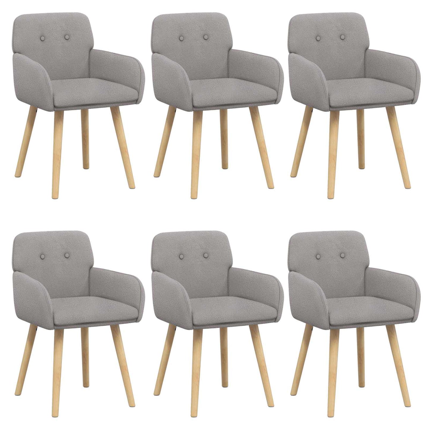 vidaXL Καρέκλες φαγητού 6 pcs Μπουκλέ Ανοιχτό γκρι 59 x 57 x 85 εκ.