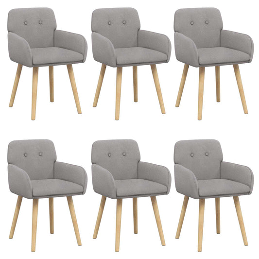 vidaXL Καρέκλες φαγητού 6 pcs Μπουκλέ Ανοιχτό γκρι 59 x 57 x 85 εκ.