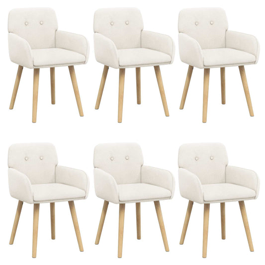 vidaXL Καρέκλες φαγητού 6 pcs Μπουκλέ Κρεμ 59 x 57 x 85 εκ.