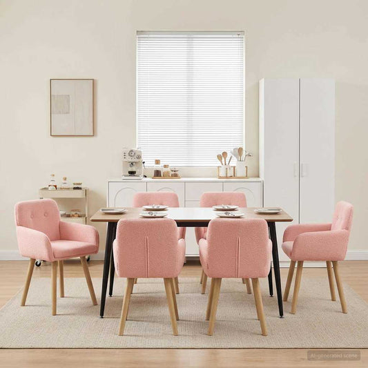 vidaXL Καρέκλες φαγητού 6 pcs Μπουκλέ Ροζ 59 x 57 x 85 εκ.