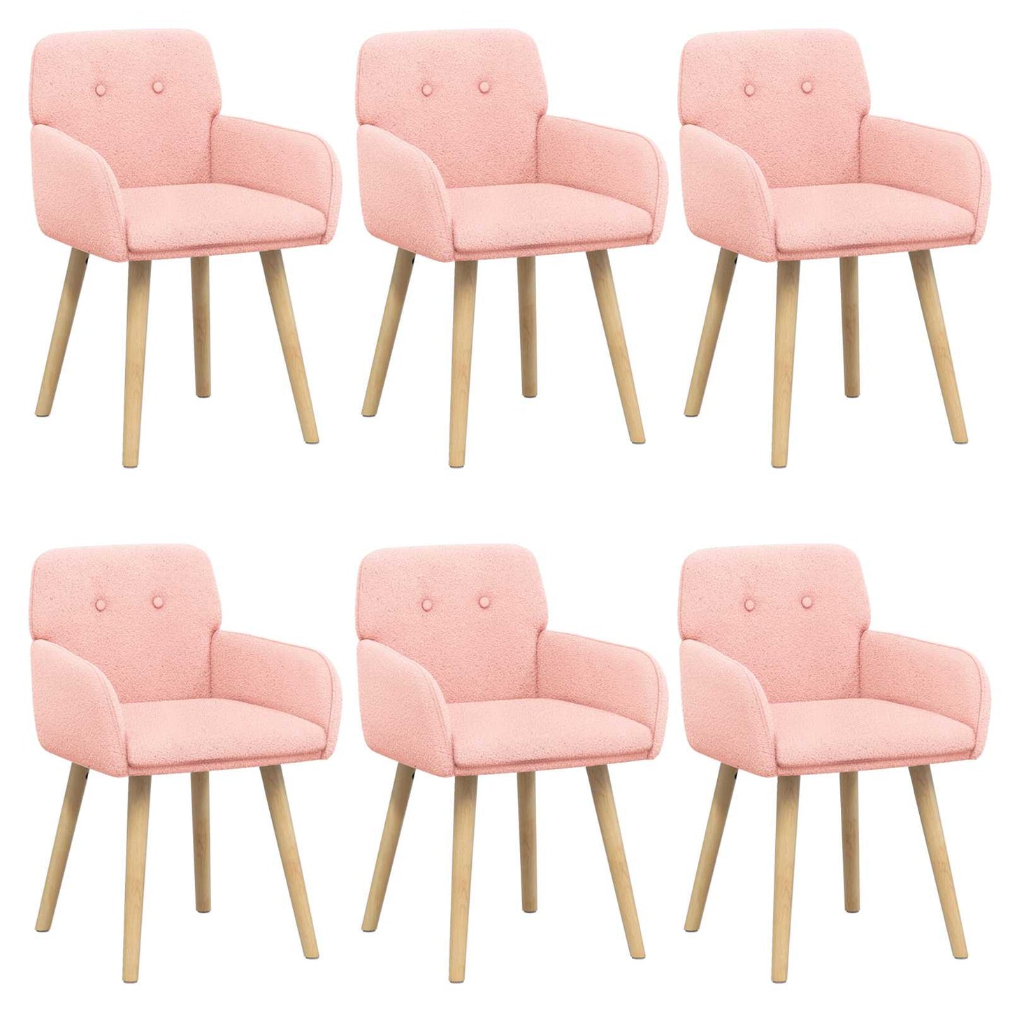 vidaXL Καρέκλες φαγητού 6 pcs Μπουκλέ Ροζ 59 x 57 x 85 εκ.