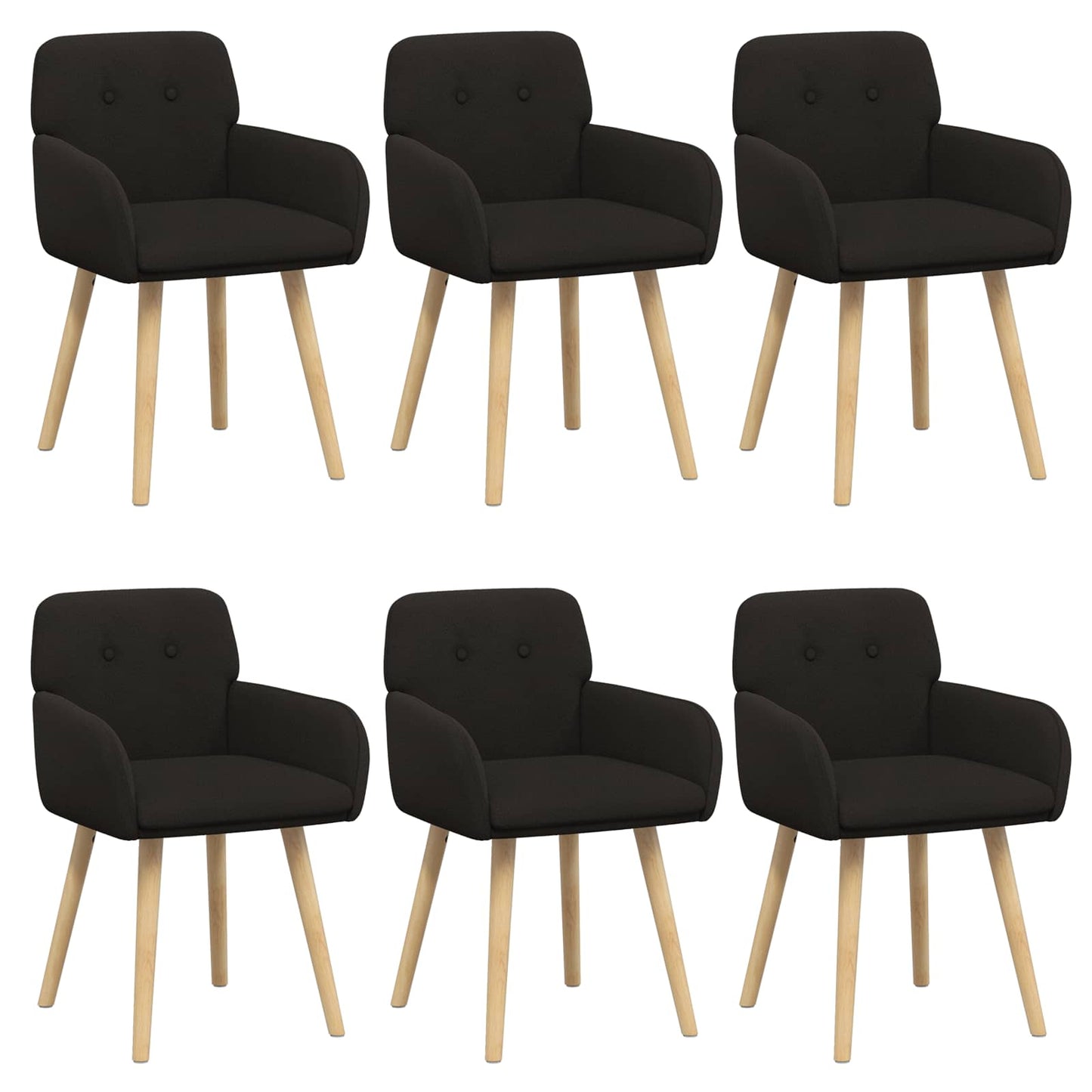 vidaXL Καρέκλες φαγητού 6 pcs Μπουκλέ Μαύρο 59 x 57 x 85 εκ.