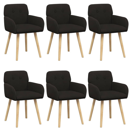 vidaXL Καρέκλες φαγητού 6 pcs Μπουκλέ Μαύρο 59 x 57 x 85 εκ.