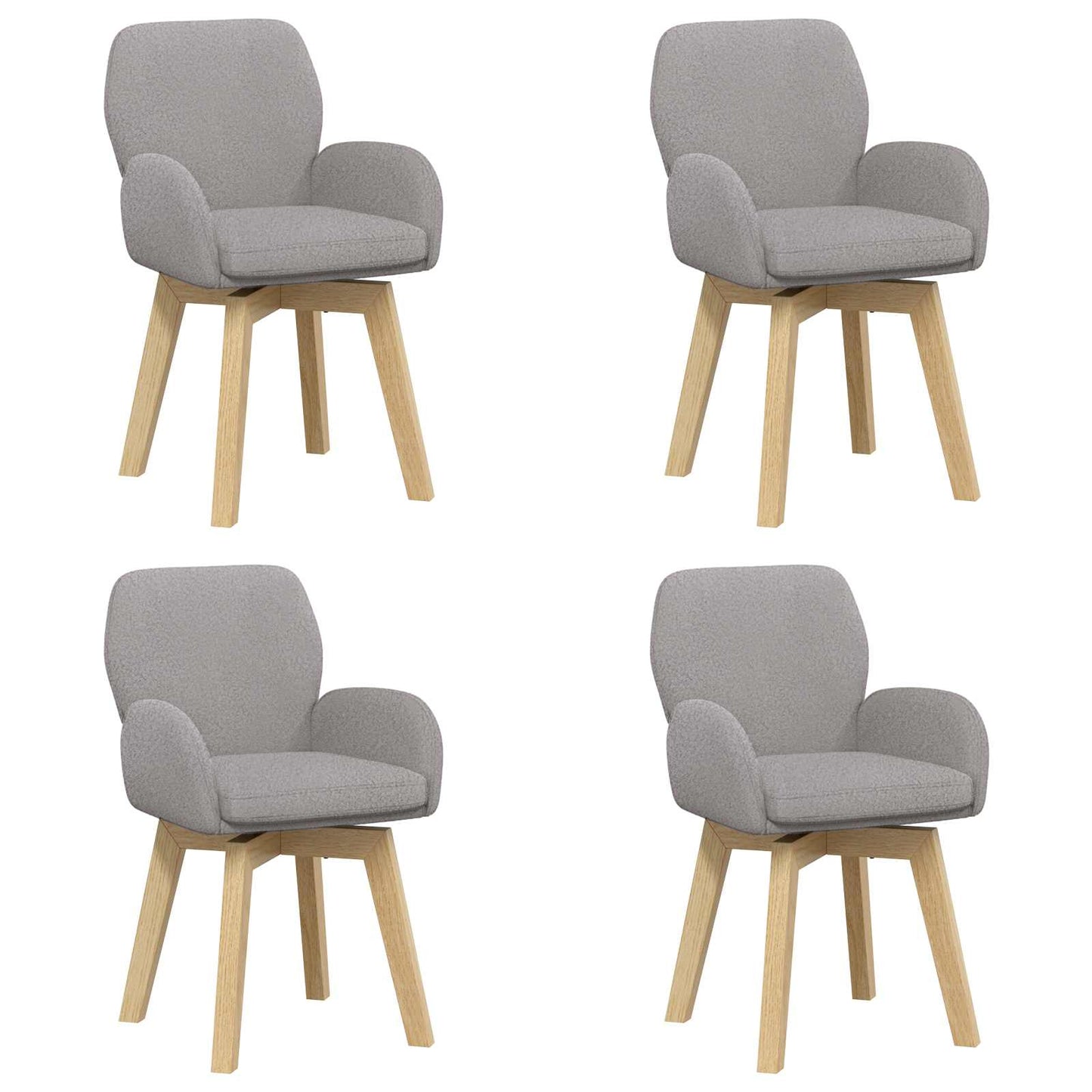 vidaXL Γυριστές καρέκλες φαγητού 4 pcs Μπουκλέ Ανοιχτό γκρι