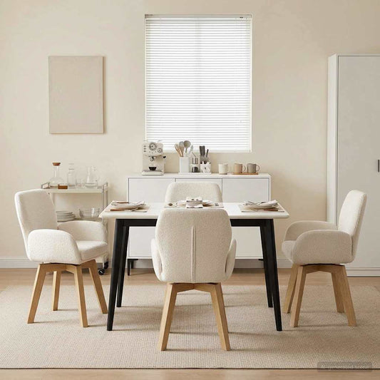 vidaXL Γυριστές καρέκλες φαγητού 4 pcs Μπουκλέ Κρεμ 54 x 58 x 87 εκ.