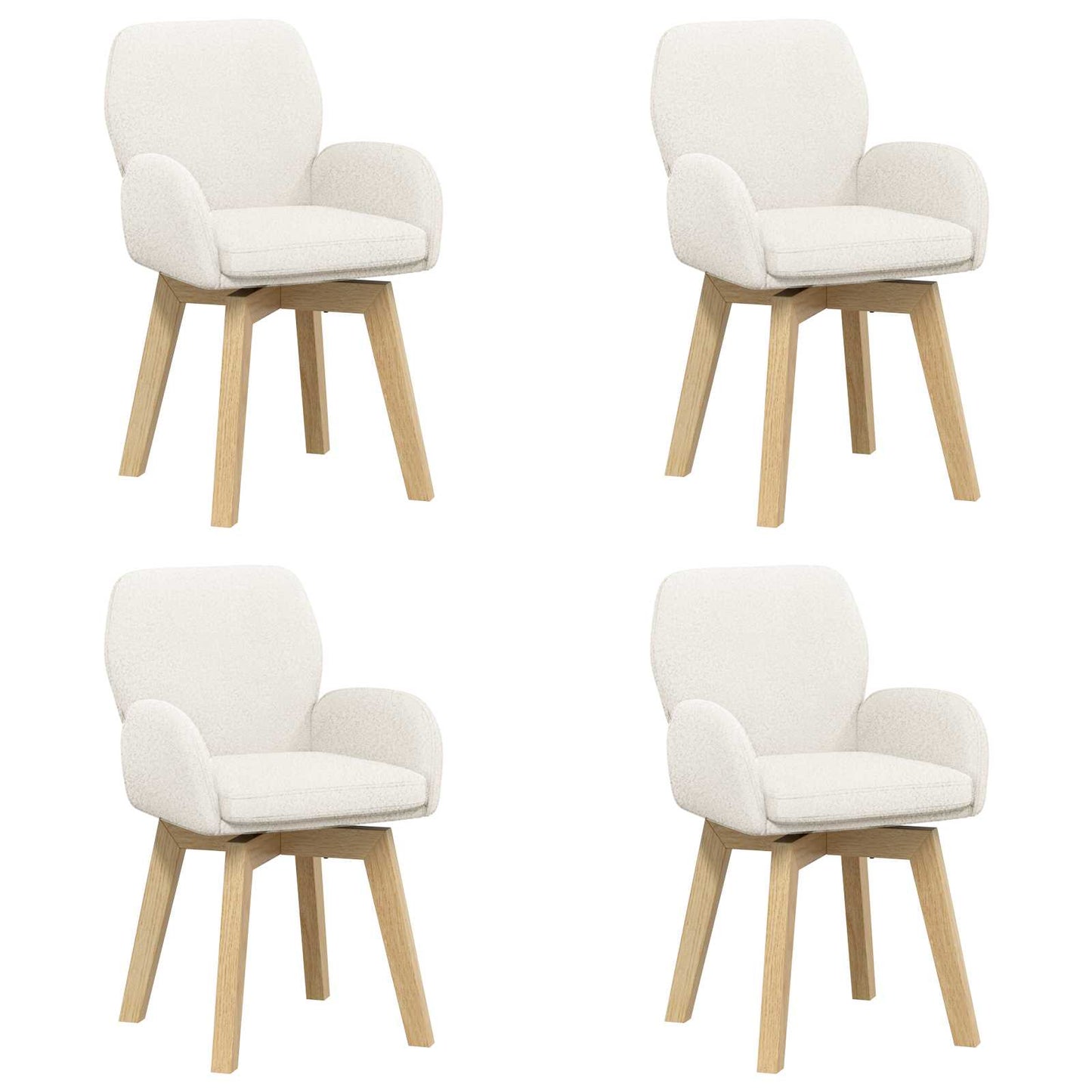 vidaXL Γυριστές καρέκλες φαγητού 4 pcs Μπουκλέ Κρεμ 54 x 58 x 87 εκ.