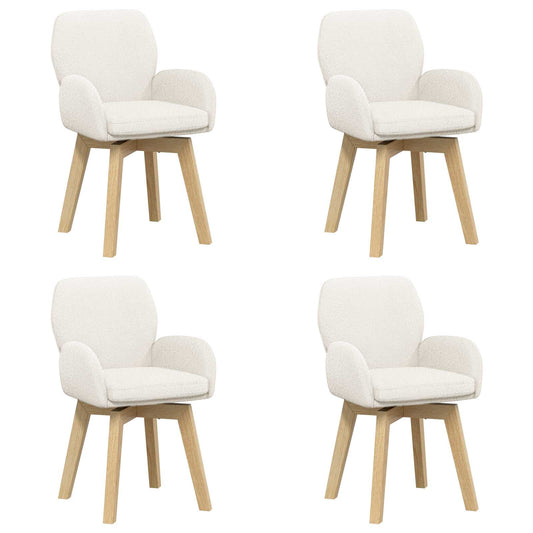 vidaXL Γυριστές καρέκλες φαγητού 4 pcs Μπουκλέ Κρεμ 54 x 58 x 87 εκ.