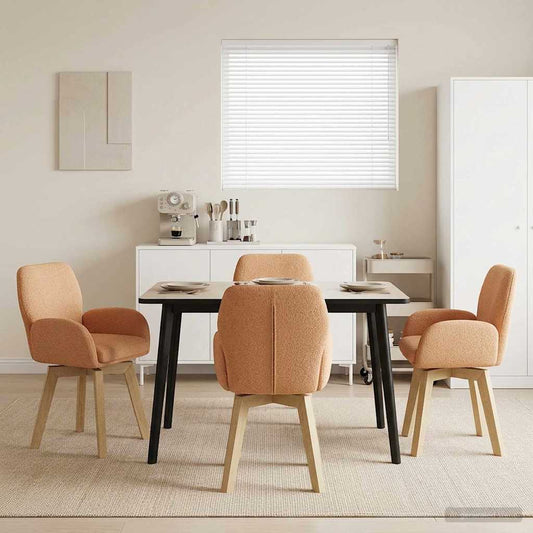 vidaXL Γυριστές καρέκλες φαγητού 4 pcs Μπουκλέ Μπεζ 54 x 58 x 87 εκ.