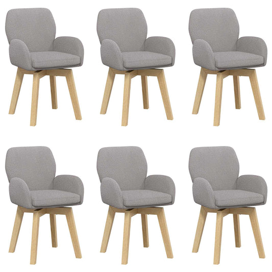 vidaXL Γυριστές καρέκλες φαγητού 6 pcs Μπουκλέ Ανοιχτό γκρι