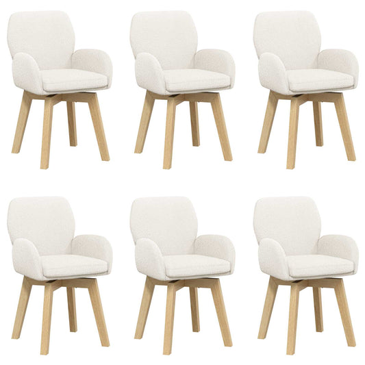 vidaXL Γυριστές καρέκλες φαγητού 6 pcs Μπουκλέ Κρεμ 54 x 58 x 87 εκ.