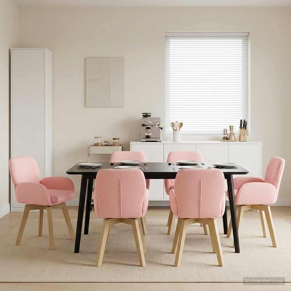 vidaXL Γυριστές καρέκλες φαγητού 6 pcs Μπουκλέ Ροζ 54 x 58 x 87 εκ.