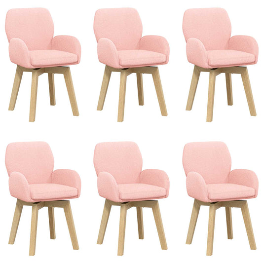 vidaXL Γυριστές καρέκλες φαγητού 6 pcs Μπουκλέ Ροζ 54 x 58 x 87 εκ.