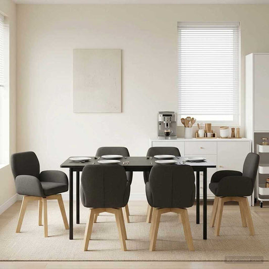 vidaXL Γυριστές καρέκλες φαγητού 6 pcs Μπουκλέ Σκούρο Γκρι