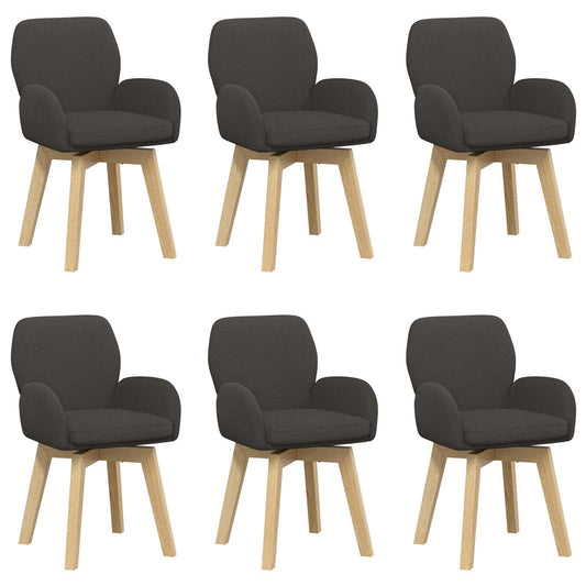 vidaXL Γυριστές καρέκλες φαγητού 6 pcs Μπουκλέ Σκούρο Γκρι