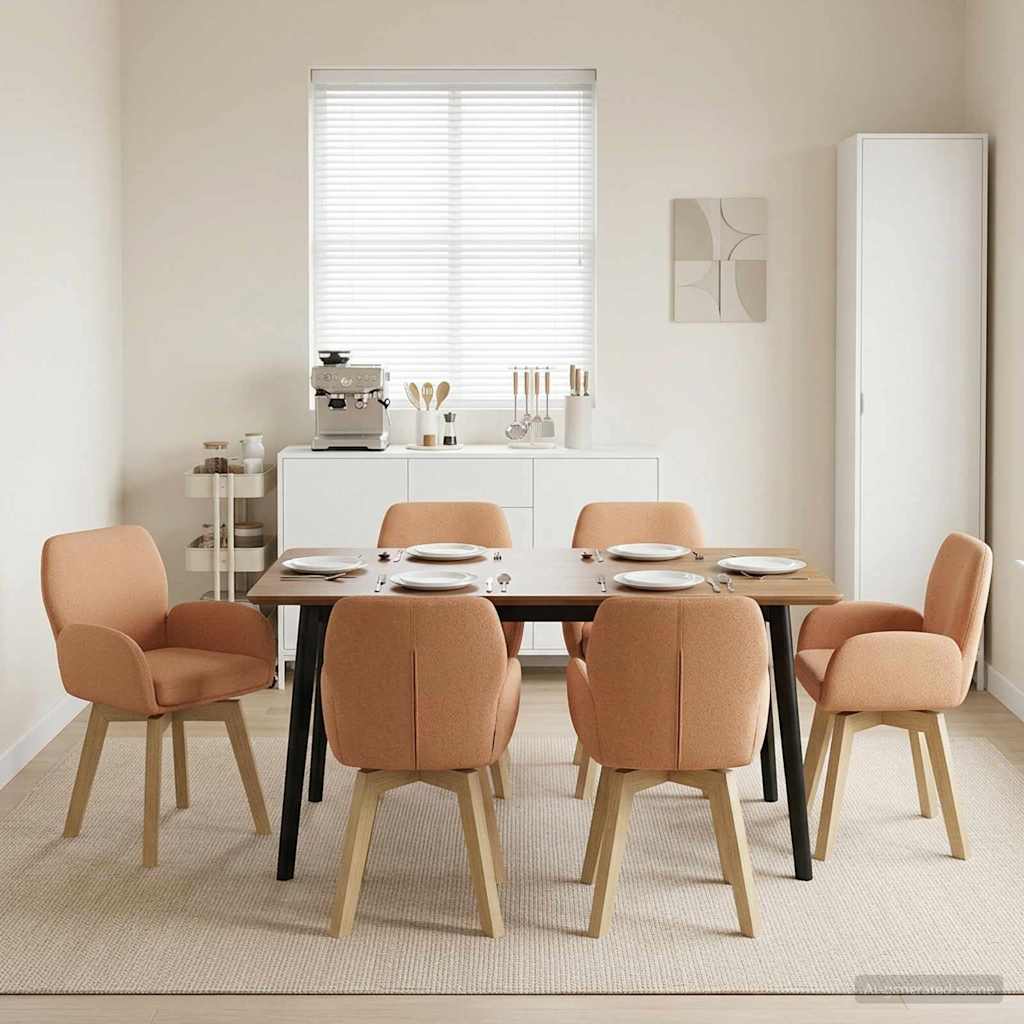 vidaXL Γυριστές καρέκλες φαγητού 6 pcs Μπουκλέ Μπεζ 54 x 58 x 87 εκ.