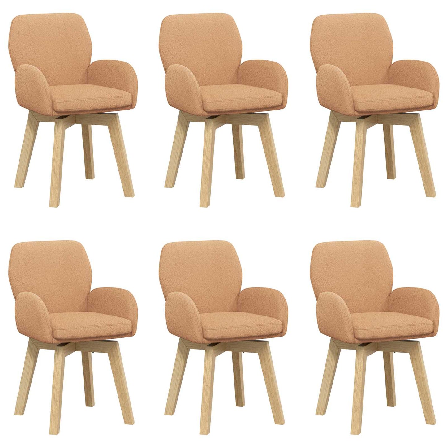vidaXL Γυριστές καρέκλες φαγητού 6 pcs Μπουκλέ Μπεζ 54 x 58 x 87 εκ.