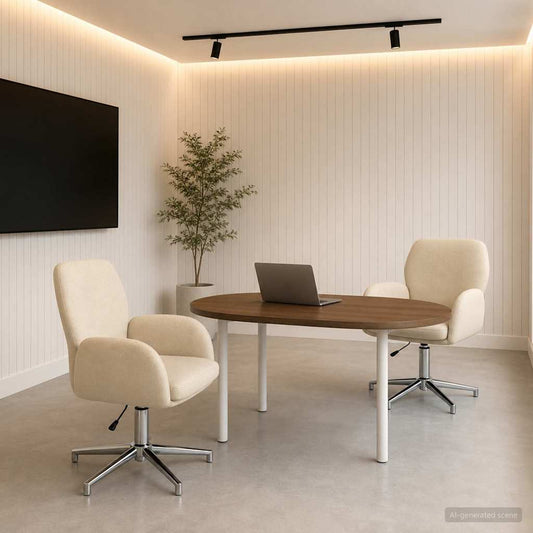 vidaXL Καρέκλες Γραφείου με Περιστροφή 2 τμχ. 54 x 58 x 90 εκ. Κρεμ