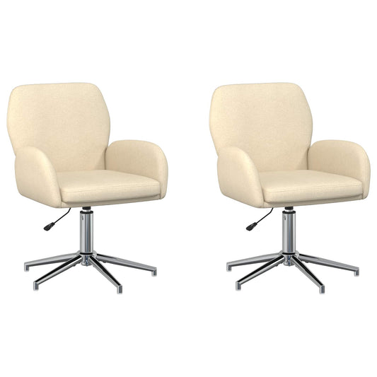 vidaXL Καρέκλες Γραφείου με Περιστροφή 2 τμχ. 54 x 58 x 90 εκ. Κρεμ