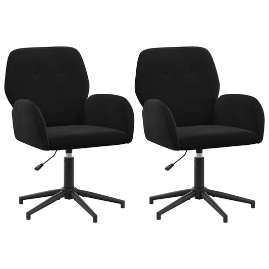 vidaXL Καρέκλες Γραφείου με Περιστροφή 2 τμχ. 54 x 55 x 90 εκ Μαύρο