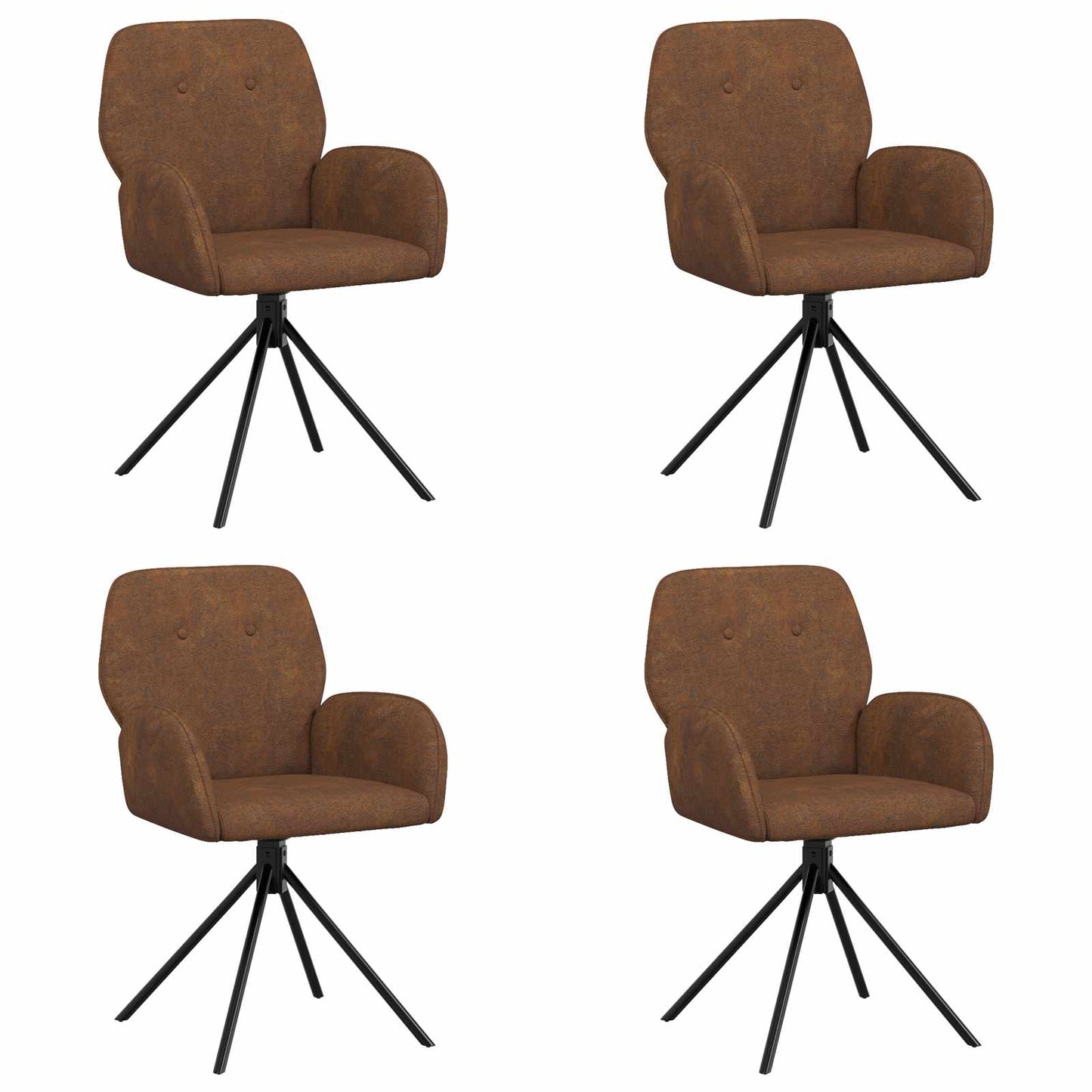 vidaXL Γυριστές καρέκλες φαγητού 4 pcs Φιλικό Δερμάτινο Σουέντ Καφέ