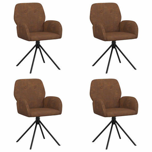 vidaXL Γυριστές καρέκλες φαγητού 4 pcs Φιλικό Δερμάτινο Σουέντ Καφέ