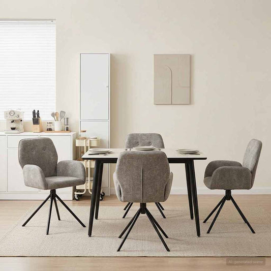 vidaXL Γυριστές καρέκλες φαγητού 4 pcs Φιλικό Δερμάτινο Σουέντ