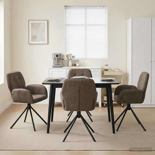 vidaXL Γυριστές καρέκλες φαγητού 4 pcs Φιλικό Δερμάτινο Σουέντ