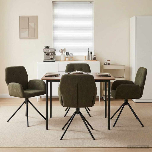 vidaXL Γυριστές καρέκλες φαγητού 4 pcs Φιλικό Δερμάτινο Σουέντ