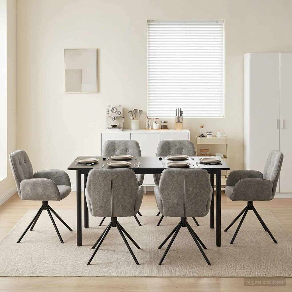 vidaXL Γυριστές καρέκλες φαγητού 6 pcs Φιλικό Δερμάτινο Σουέντ