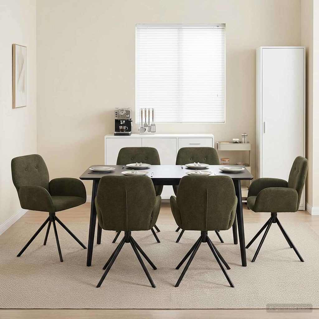 vidaXL Γυριστές καρέκλες φαγητού 6 pcs Φιλικό Δερμάτινο Σουέντ