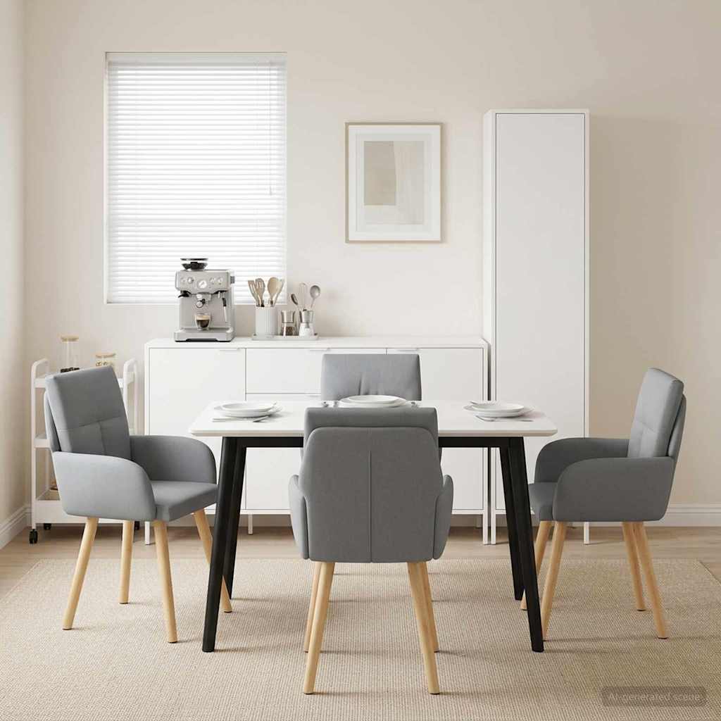 vidaXL Καρέκλες φαγητού 4 pcs Ύφασμα Ανοιχτό γκρι 60 x 56 x 96 εκ